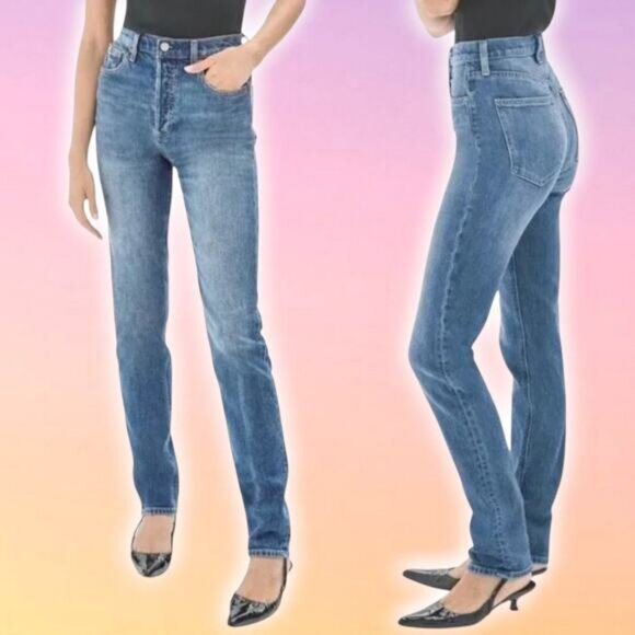 DENIM FORUM Aritzia The Yoko High Rise Slim 28L Jean Sz 27 - Picture 1 of 7